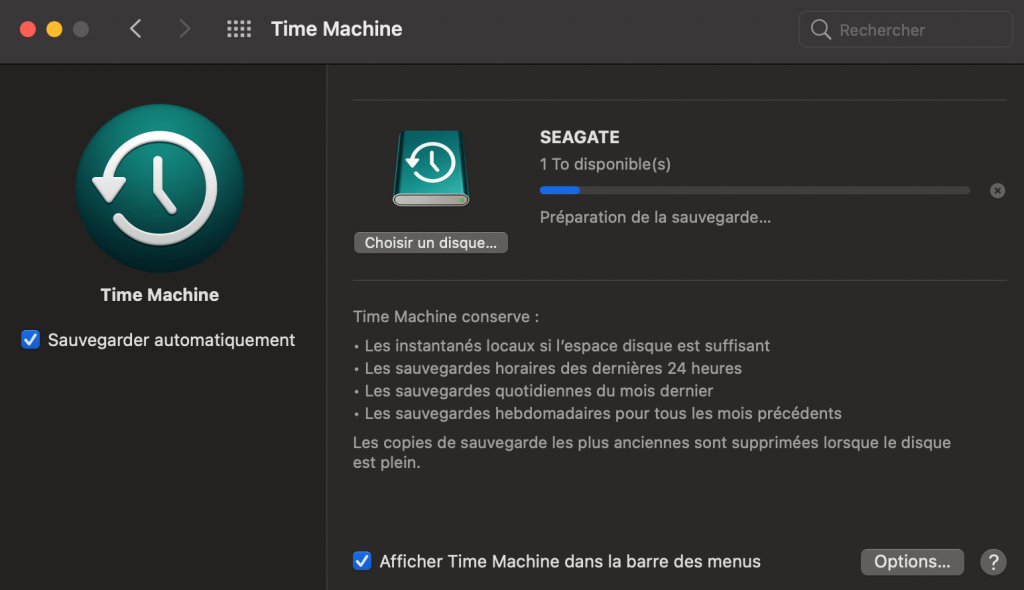 time machine exclusion de fichiers